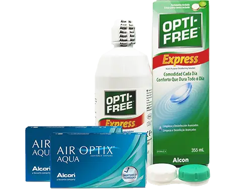 Lentillas Air Optix Aqua + Opti-Free Express - Packs