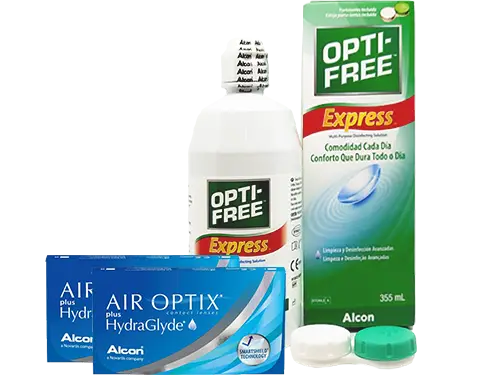 Lentillas Air Optix Plus HydraGlyde + Opti-Free Express - Packs